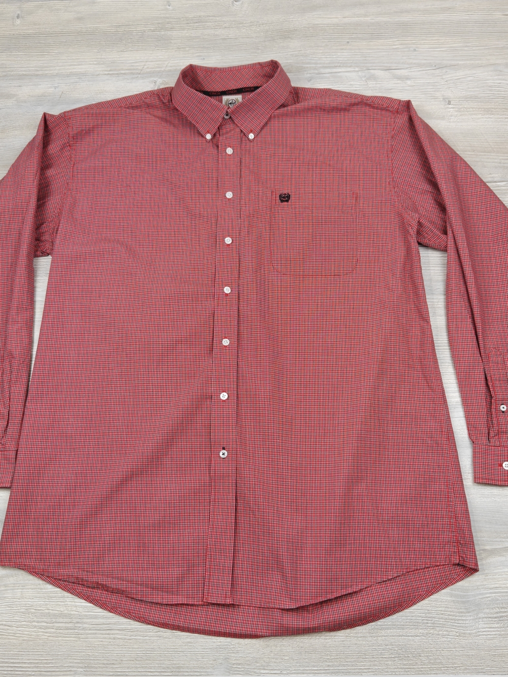 Cinch Mens XXL Red Check Button Down Long Sleeve Cowboy Western Shirt Cotton